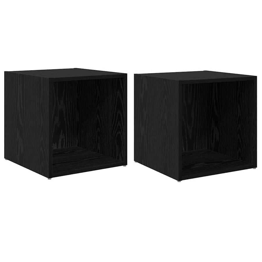 TV-kast met opslag 2 pcs Zwart 37 x 35 x 37 cm Bewerkt hout