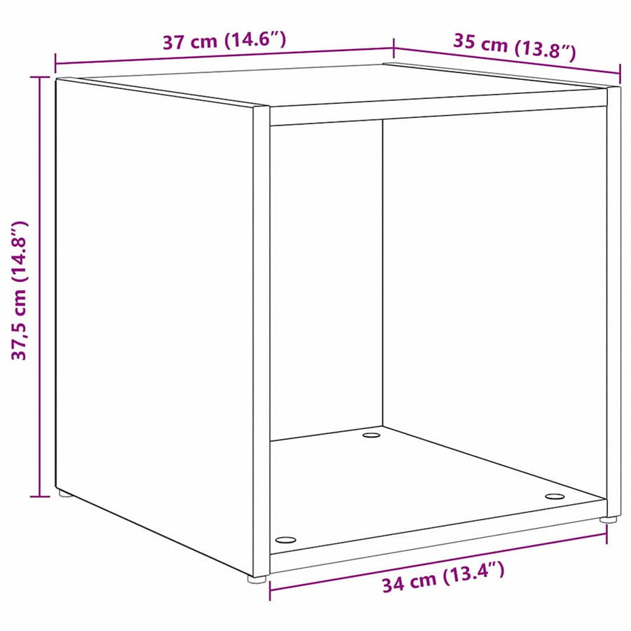 TV-kast met opslag 2 pcs Zwart 37 x 35 x 37 cm Bewerkt hout