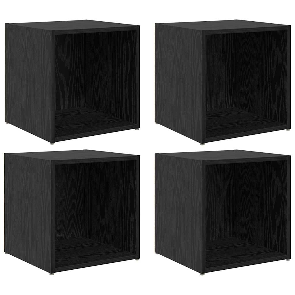 TV-kasten - set van 4, Zwart Eiken, 37x35x37 cm, Gelaagd Hout
