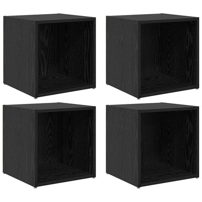 TV-kasten - set van 4, Zwart Eiken, 37x35x37 cm, Gelaagd Hout