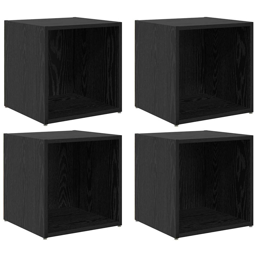 TV-kasten - set van 4, Zwart Eiken, 37x35x37 cm, Gelaagd Hout