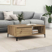 Salontafel artisanaal eikenkleurig 90 x 60 x 35 cm Bewerkt hout