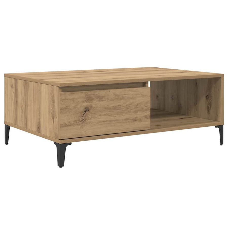 Salontafel artisanaal eikenkleurig 90 x 60 x 35 cm Bewerkt hout