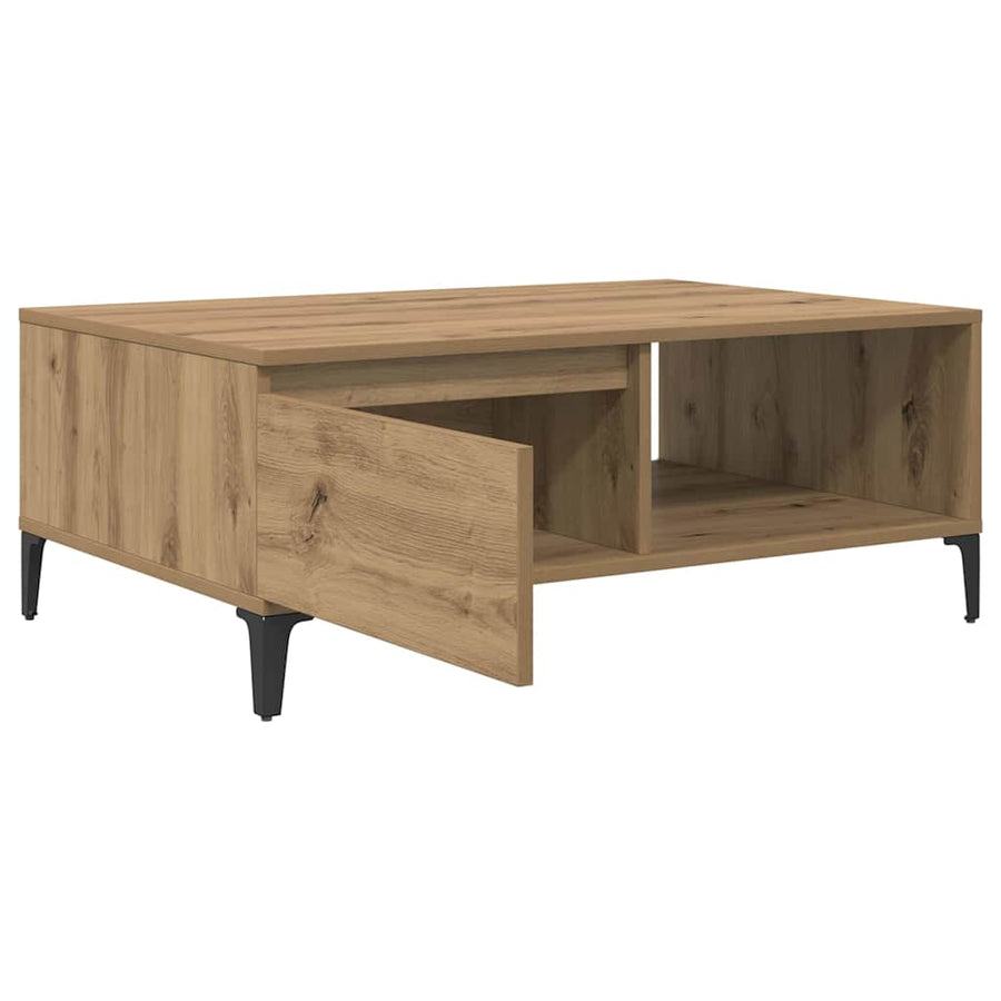 Salontafel artisanaal eikenkleurig 90 x 60 x 35 cm Bewerkt hout