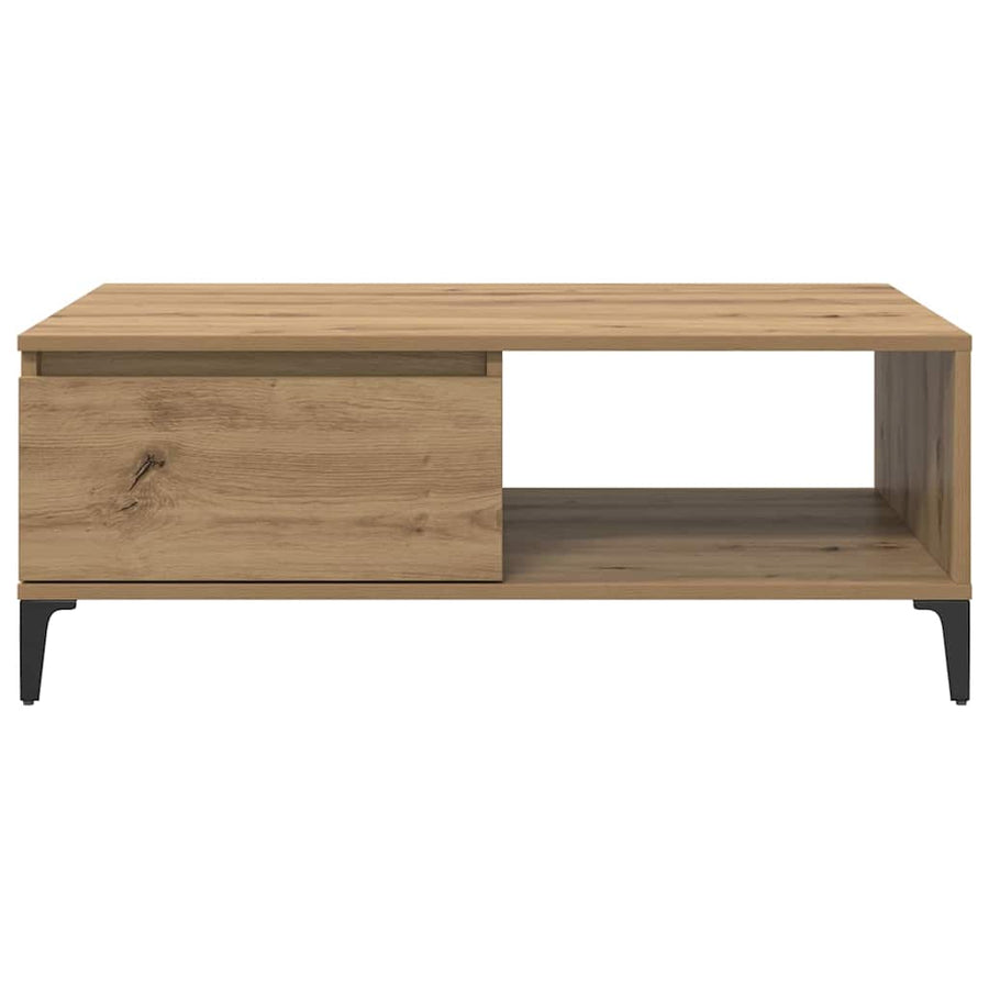 Salontafel artisanaal eikenkleurig 90 x 60 x 35 cm Bewerkt hout