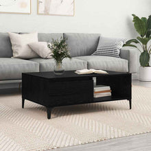 Salontafel met plank met opslag met de deur Zwart eiken 90 x 60 x 35 cm Bewerkt hout