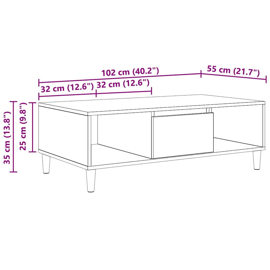 artisanaal eikenkleurig 103.5 x 60 x 35 cm Bewerkt hout