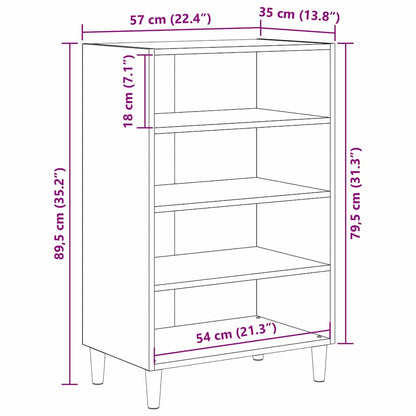 Dressoir artisanaal eikenkleurig 57 x 35 x 90 cm Bewerkt hout