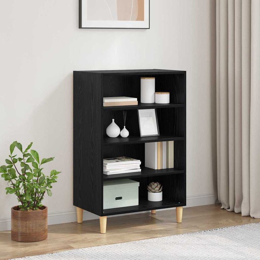 Dressoir met plank Zwart eiken 57 x 35 x 90 cm Bewerkt hout