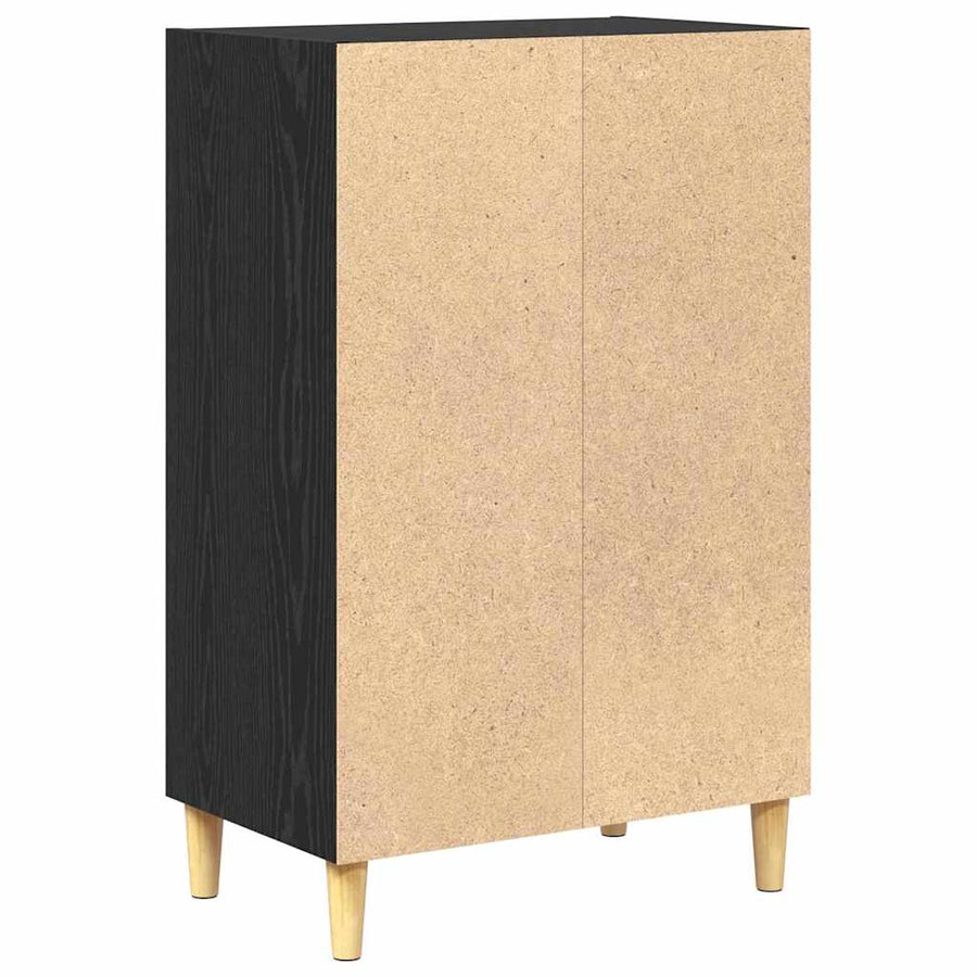 Dressoir met plank Zwart eiken 57 x 35 x 90 cm Bewerkt hout