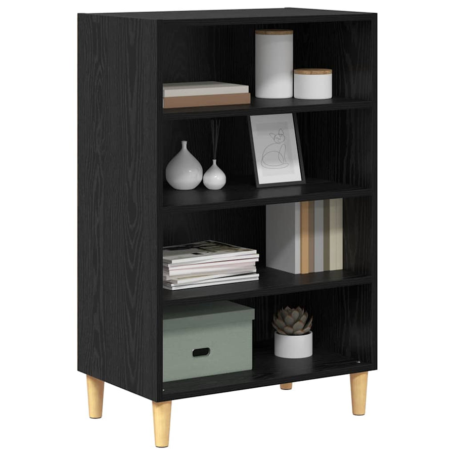 Dressoir met plank Zwart eiken 57 x 35 x 90 cm Bewerkt hout
