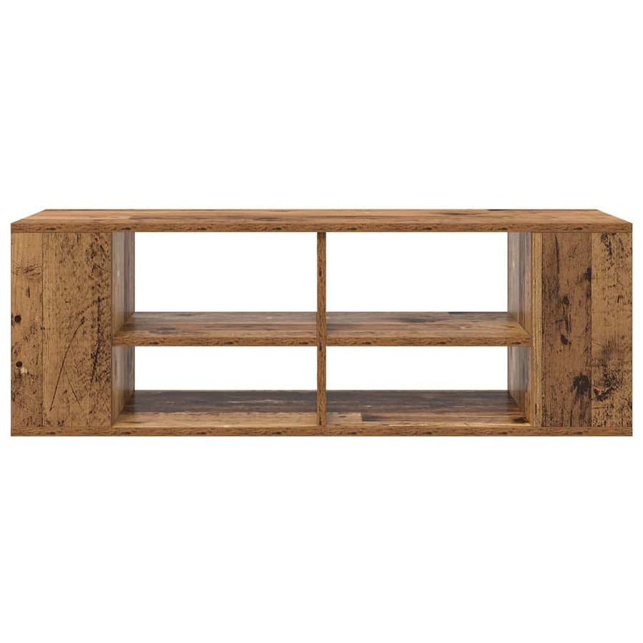 TV-kast met plank Wandgemonteerd met opslag Oud hout 102 x 35 x 35 cm Bewerkt hout