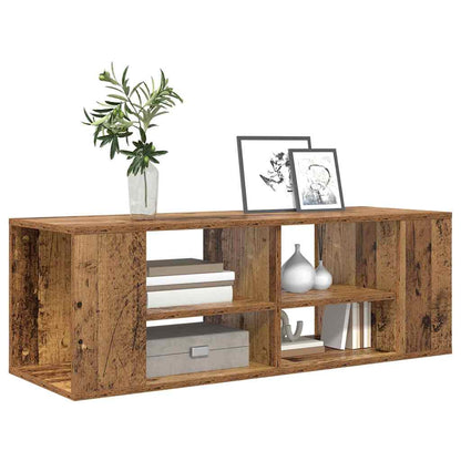 TV-kast met plank Wandgemonteerd met opslag Oud hout 102 x 35 x 35 cm Bewerkt hout