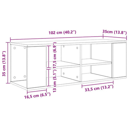 TV-kast met plank Wandgemonteerd met opslag Oud hout 102 x 35 x 35 cm Bewerkt hout