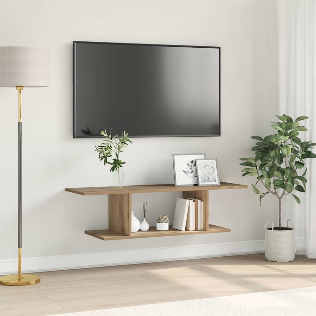 TV-kast artisanaal eikenkleurig 102 x 35 x 35 cm Bewerkt hout