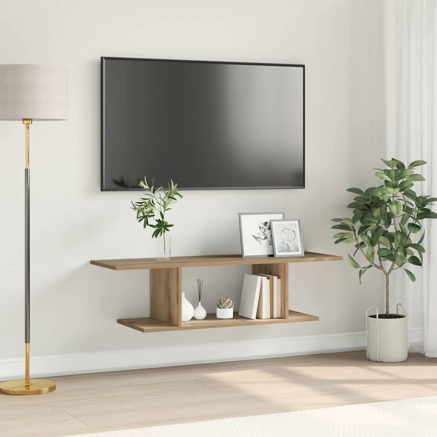 TV-kast artisanaal eikenkleurig 102 x 35 x 35 cm Bewerkt hout