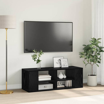 TV-kast met plank Zwart eiken 102 x 35 x 35 cm Bewerkt hout