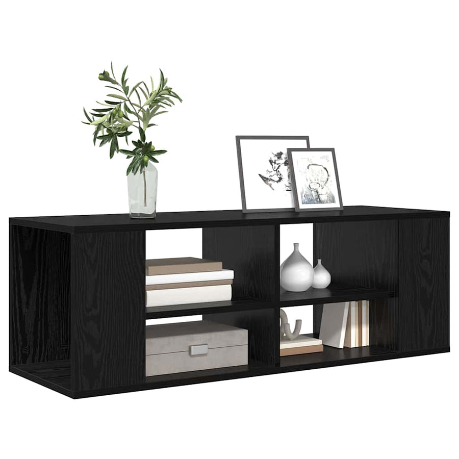 TV-kast met plank Zwart eiken 102 x 35 x 35 cm Bewerkt hout