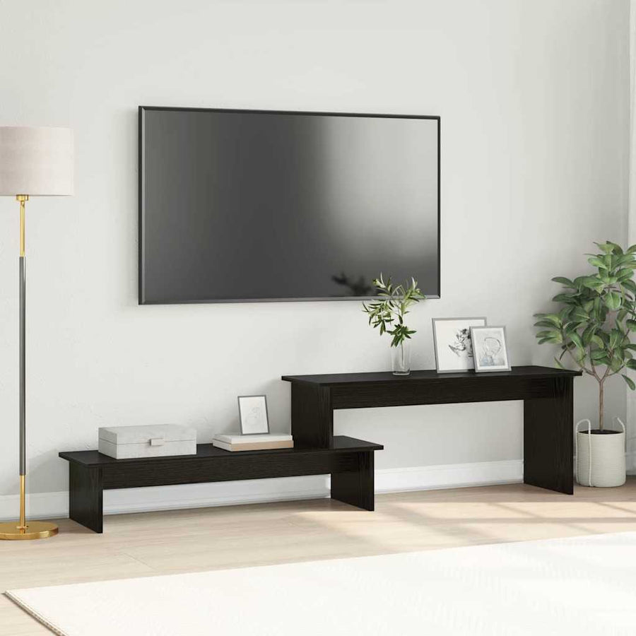TV-kast met plank met opslag Zwart eiken 180 x 30 x 43 cm Bewerkt hout
