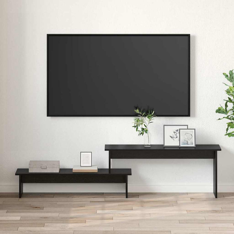 TV-kast met plank met opslag Zwart eiken 180 x 30 x 43 cm Bewerkt hout