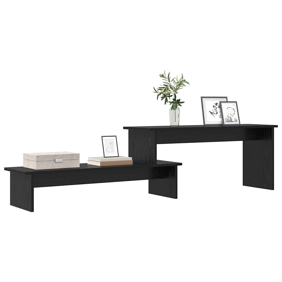 TV-kast met plank met opslag Zwart eiken 180 x 30 x 43 cm Bewerkt hout