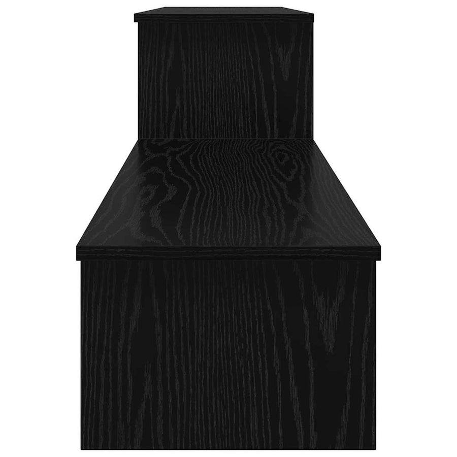 TV-kast met plank met opslag Zwart eiken 180 x 30 x 43 cm Bewerkt hout