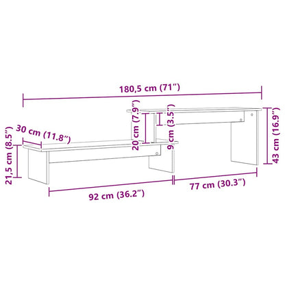TV-kast met plank met opslag Zwart eiken 180 x 30 x 43 cm Bewerkt hout