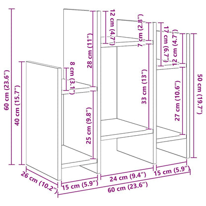 Bijzetkast artisanaal eikenkleurig 60 x 26 x 60 cm Bewerkt hout