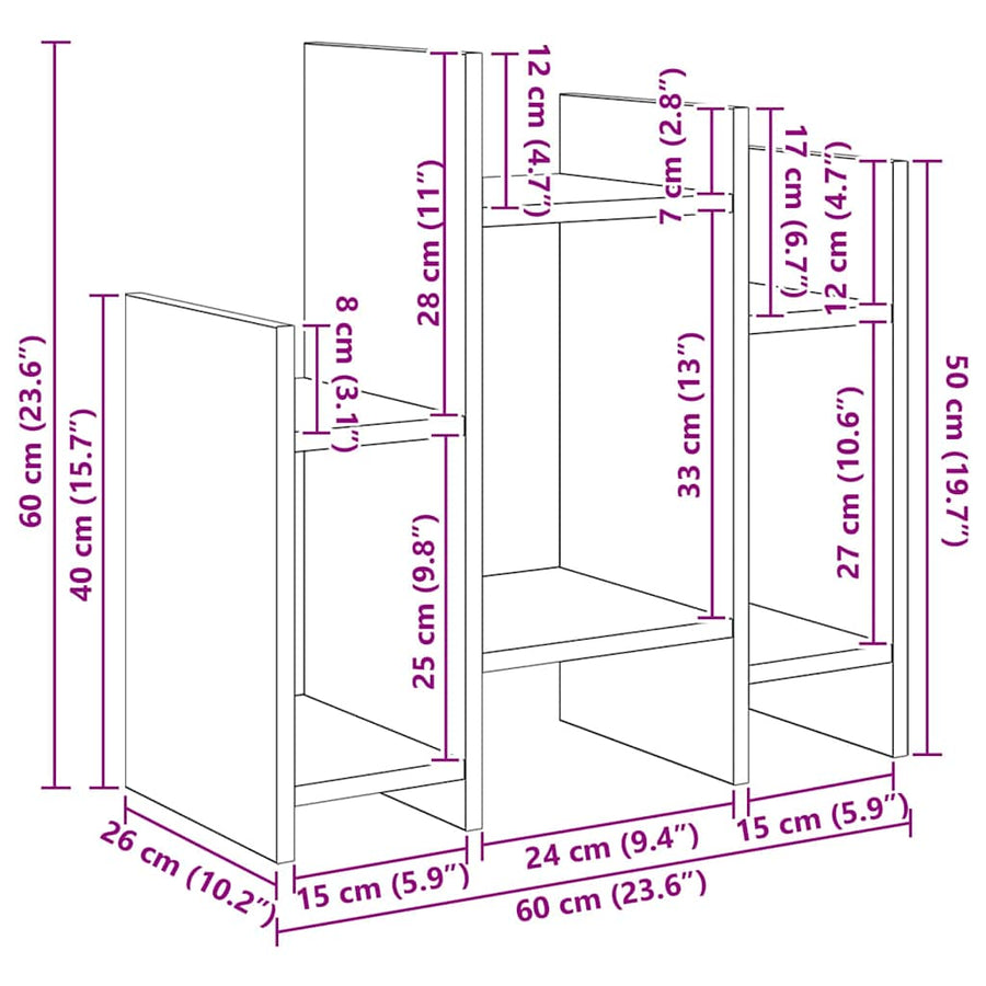 Bijzetkast met plank Zwart eiken 60 x 26 x 60 cm Bewerkt hout