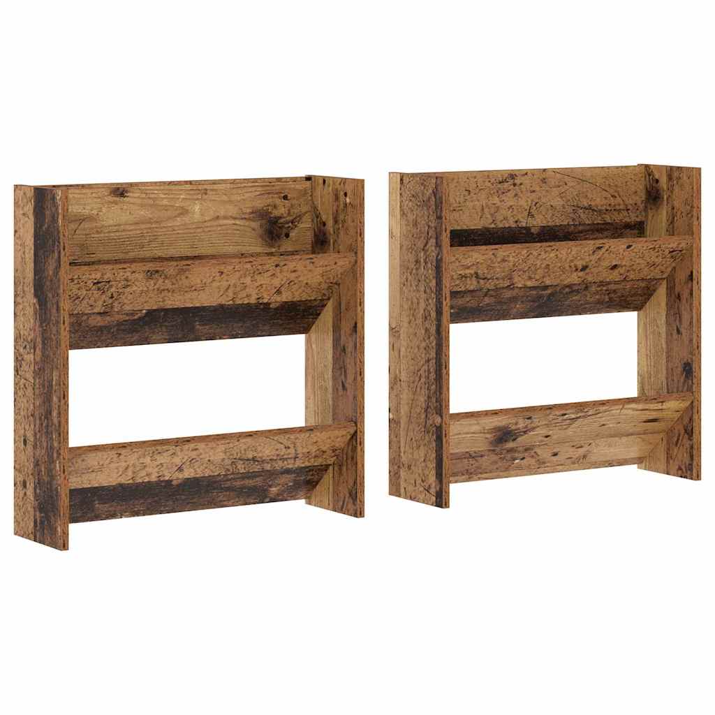 Wand Schoenenkasten 2 pcs Oud hout 60 x 18 x 60 cm Bewerkt hout
