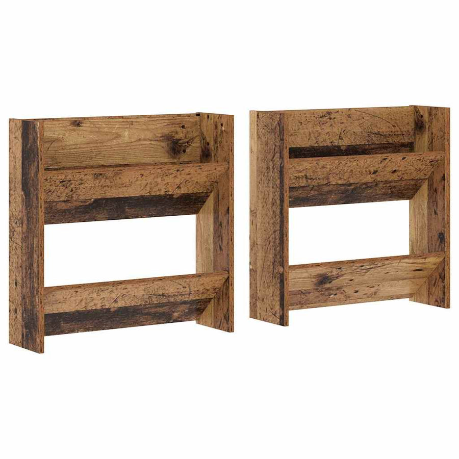 Wand Schoenenkasten 2 pcs Oud hout 60 x 18 x 60 cm Bewerkt hout