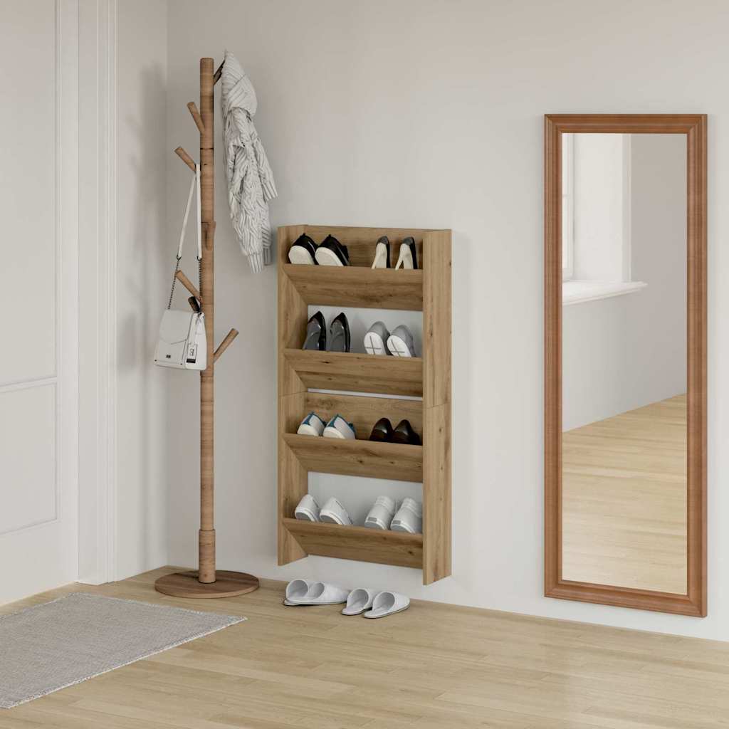 Wand Schoenenkasten met plank Anders met opslag 2 pcs artisanaal eikenkleurig