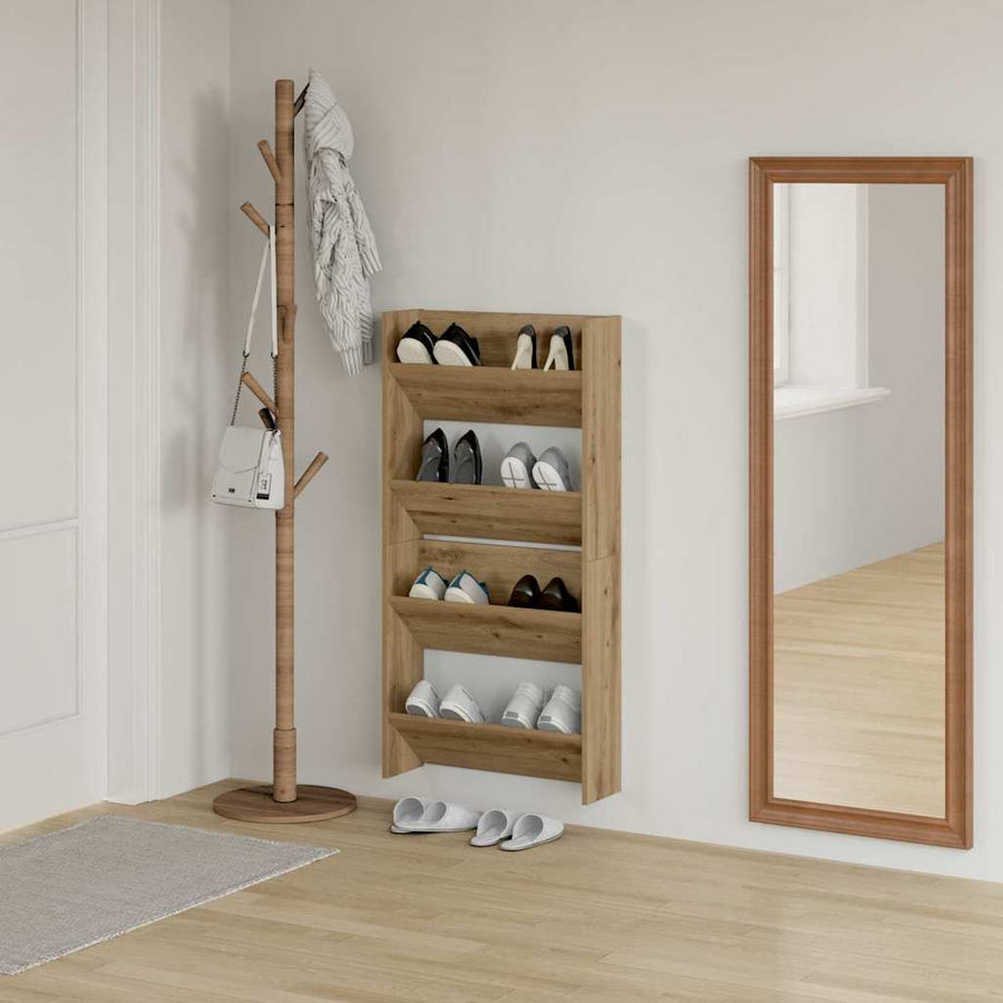 Wand Schoenenkasten met plank Anders met opslag 2 pcs artisanaal eikenkleurig