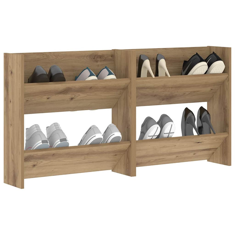 Wand Schoenenkasten met plank Anders met opslag 2 pcs artisanaal eikenkleurig