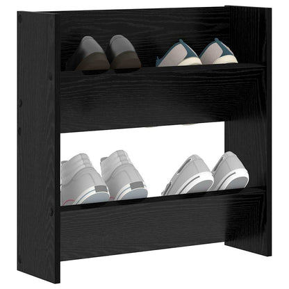 Wand Schoenenkasten Zwart eiken 60 x 18 x 60 cm Bewerkt hout