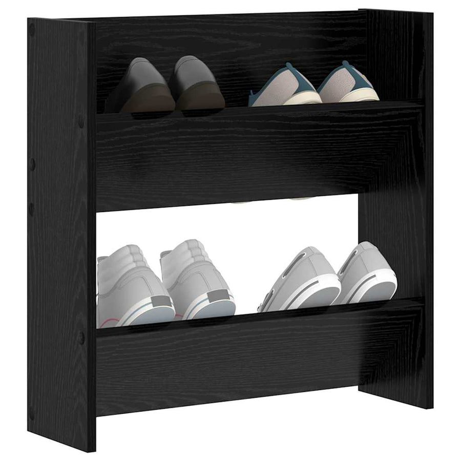 Wand Schoenenkasten Zwart eiken 60 x 18 x 60 cm Bewerkt hout