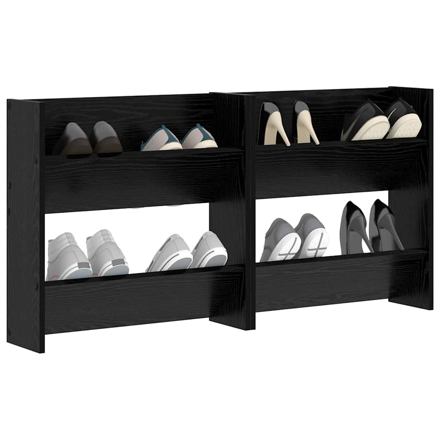 Wand Schoenenkasten met plank Anders 2 pcs Zwart eiken 60 x 18 x 60 cm