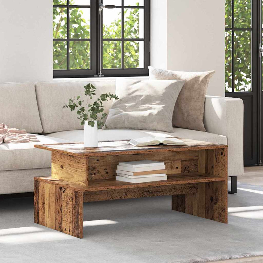 Salontafel met plank Anders met opslag Oud hout 90 x 55 x 42.5 cm Bewerkt hout
