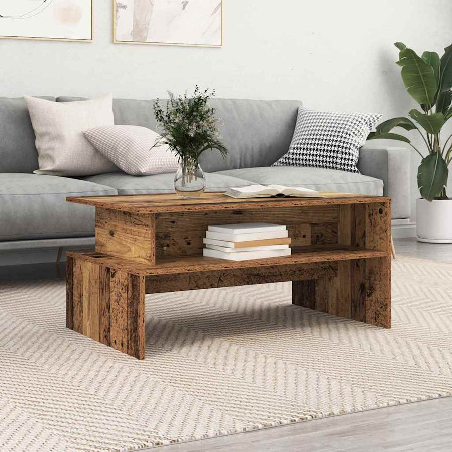 Salontafel met plank Anders met opslag Oud hout 90 x 55 x 42.5 cm Bewerkt hout