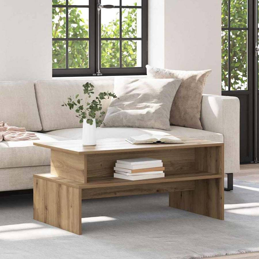 Salontafel met plank Anders met opslag artisanaal eikenkleurig 90 x 55 x 42.5 cm