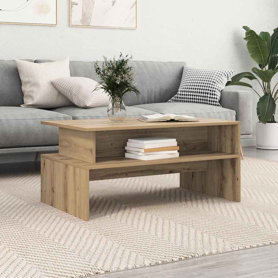 Salontafel met plank Anders met opslag artisanaal eikenkleurig 90 x 55 x 42.5 cm