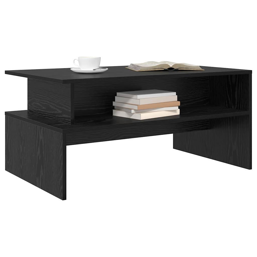 Salontafel met plank Anders Zwart eiken 90 x 55 x 42.5 cm Bewerkt hout