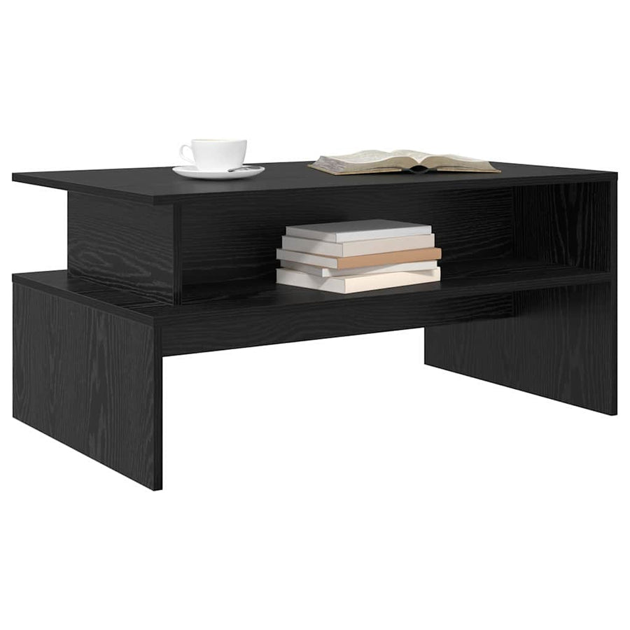 Salontafel met plank Anders Zwart eiken 90 x 55 x 42.5 cm Bewerkt hout