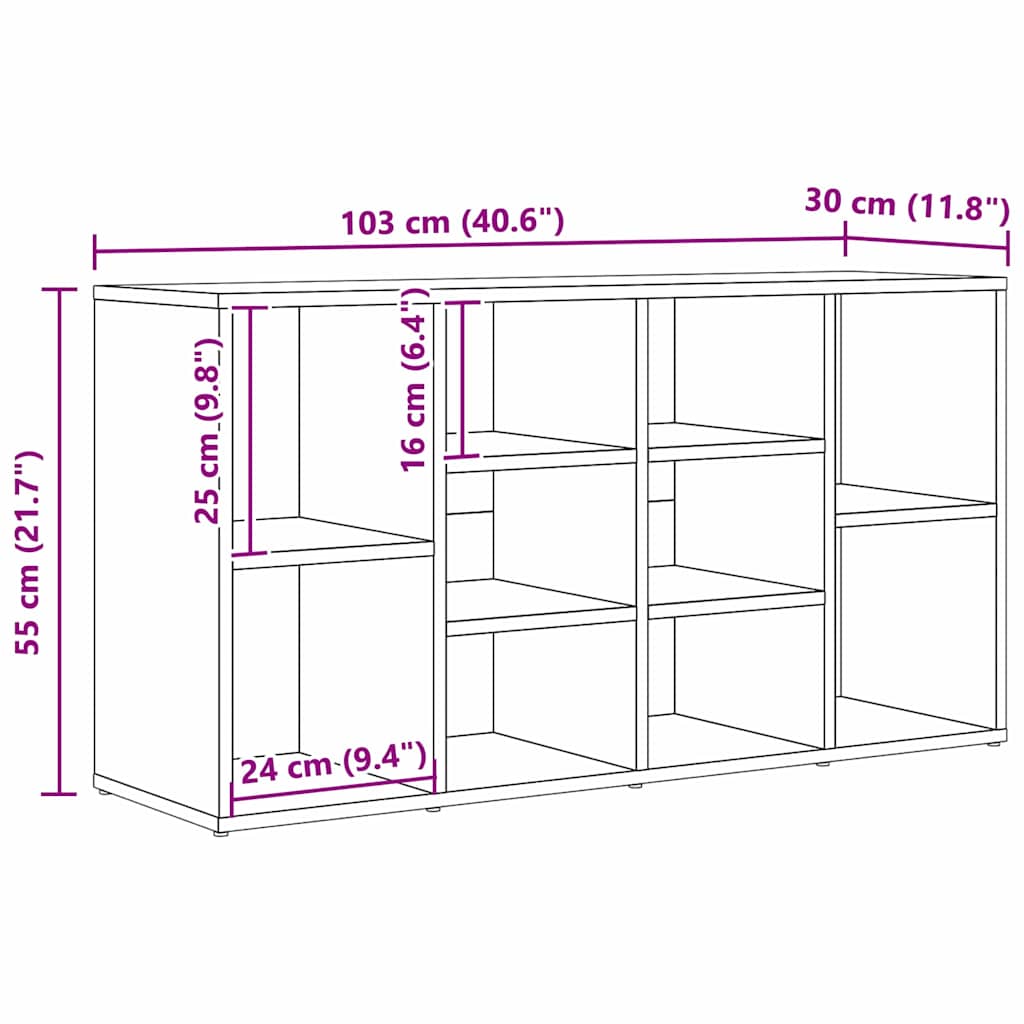 Schoenenbank met plank Anders artisanaal eikenkleurig 103 x 30 x 55 cm