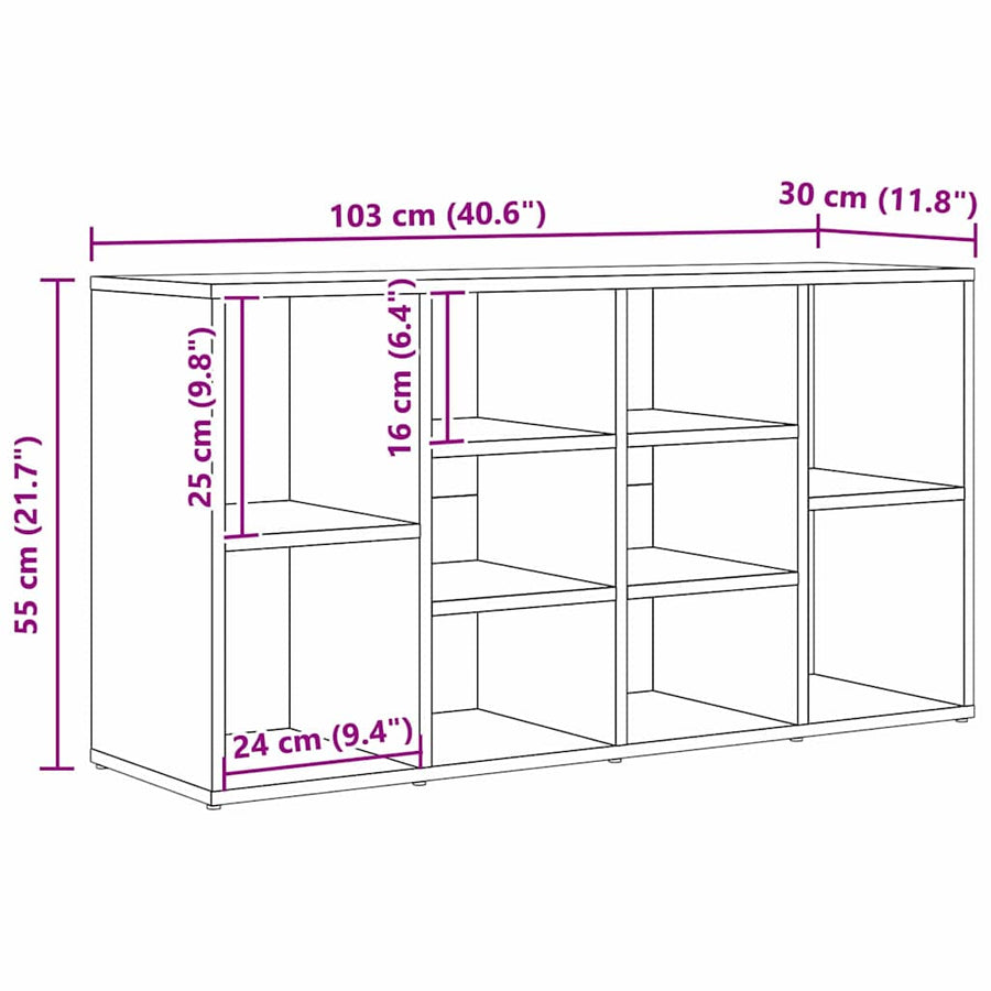 Schoenenbank met plank Anders artisanaal eikenkleurig 103 x 30 x 55 cm