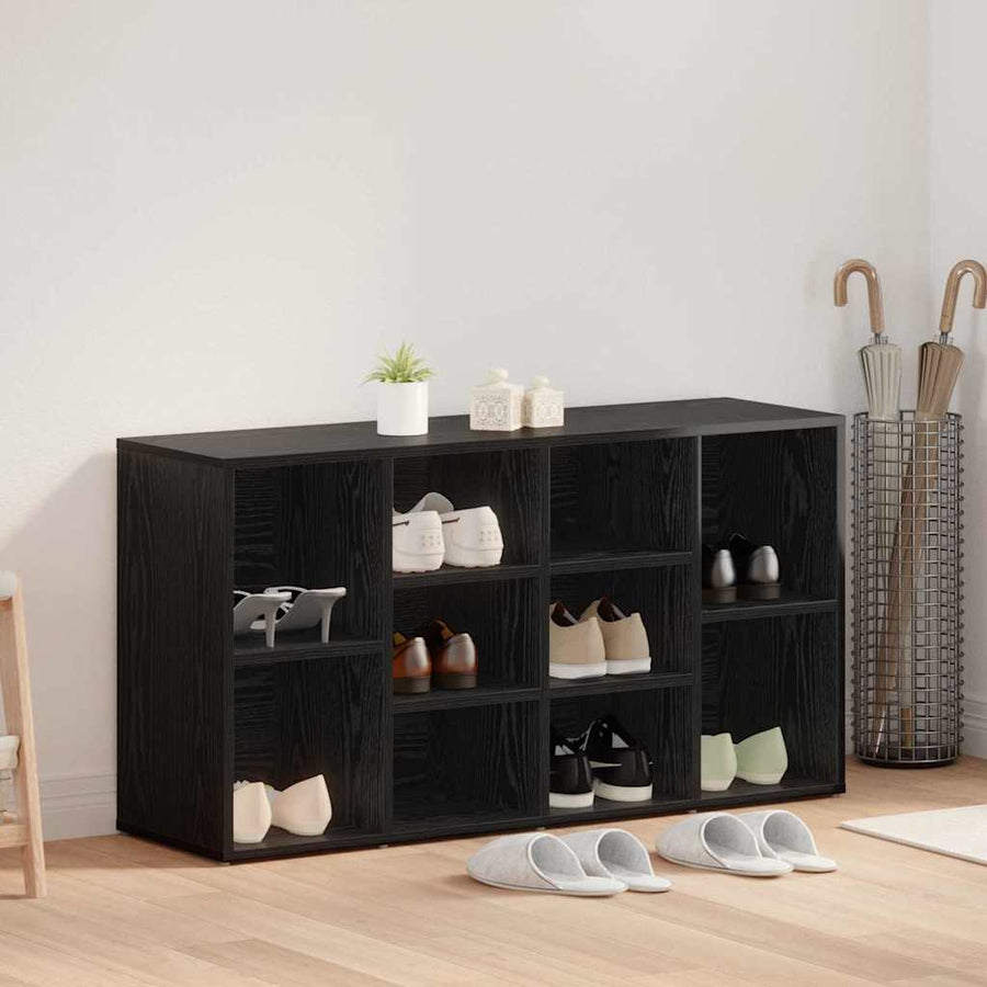 Schoenenbank Zwart eiken 103 x 30 x 55 cm Bewerkt hout