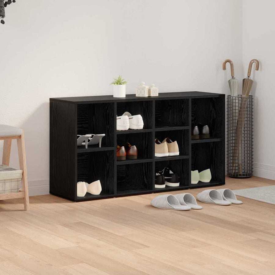 Schoenenbank Zwart eiken 103 x 30 x 55 cm Bewerkt hout