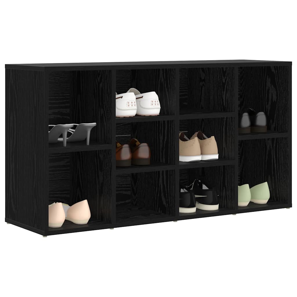 Schoenenbank Zwart eiken 103 x 30 x 55 cm Bewerkt hout