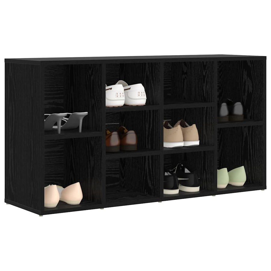 Schoenenbank Zwart eiken 103 x 30 x 55 cm Bewerkt hout