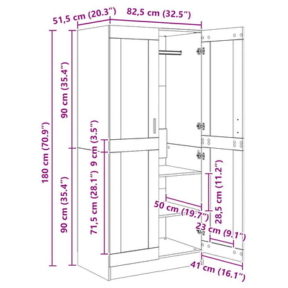 Kledingkast met plank Ambachtelijk eiken 82,5 x 51,5 x 180 cm